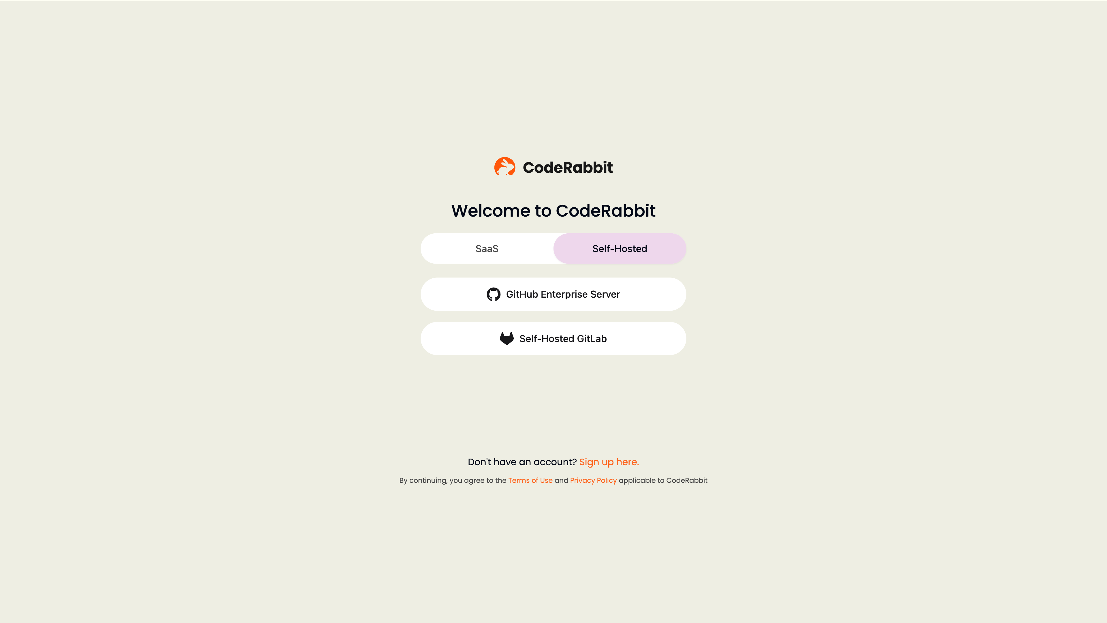 CodeRabbit login page